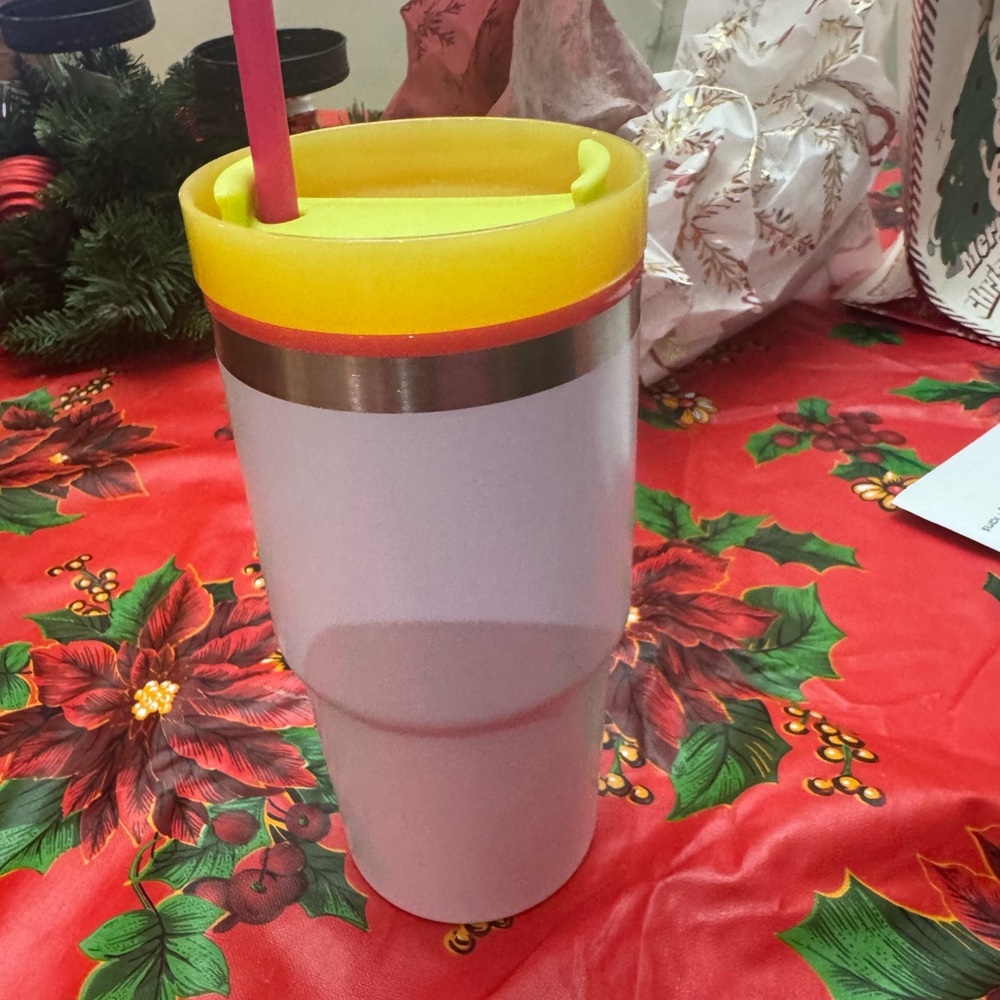 Yellow and Silver Insulated Tumbler
